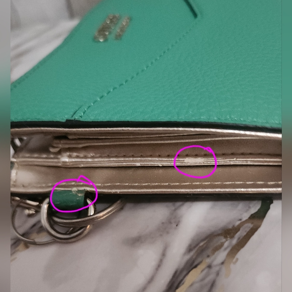 🌷GUESS Double Zip Organizer Wallet/ Wrislet in Mint Green🌷Imperfections - Picture 5 of 16